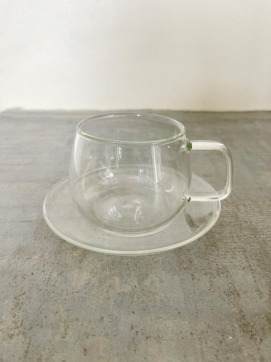 Sips Tea... Glass Tea Cup & Saucer
